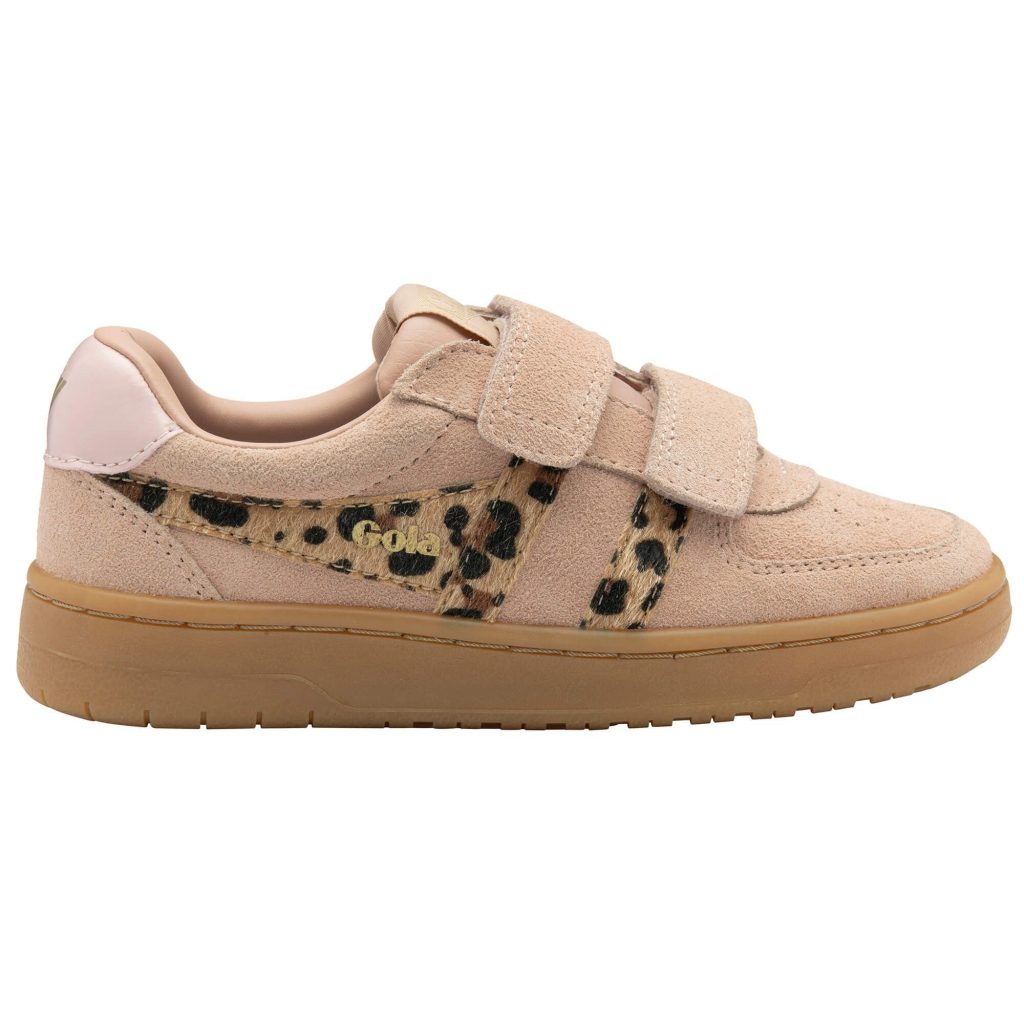 Light Pink and Leopard Print Hawk Kids Trainers