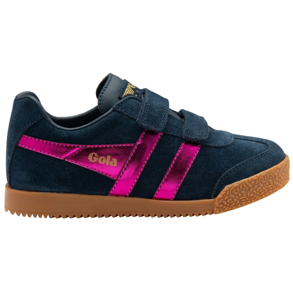 Navy kids Gola trainers with hook and loop fastening