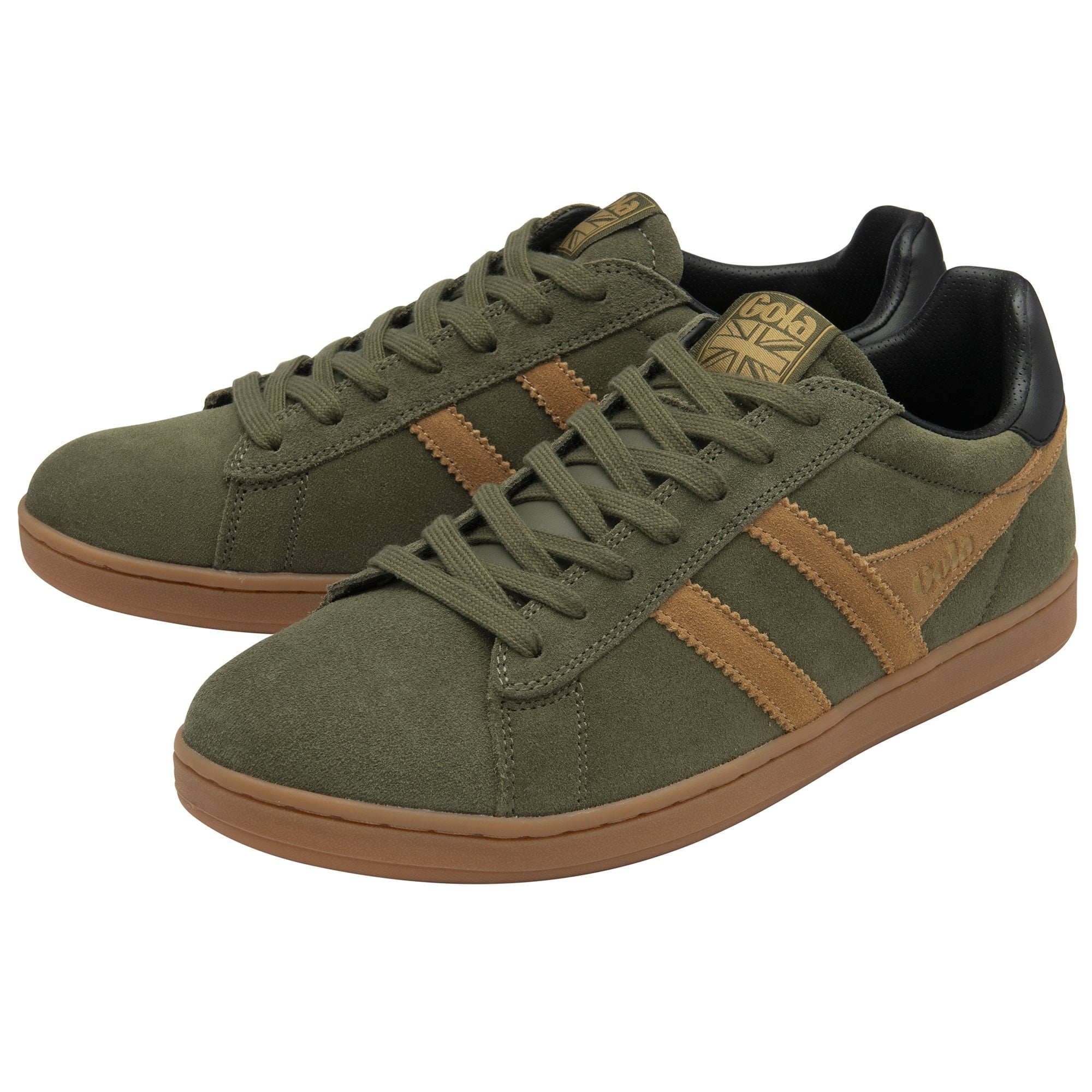 Buy Gola Mens Equipe II Khaki/Tobacco trainers online from  display picture 1